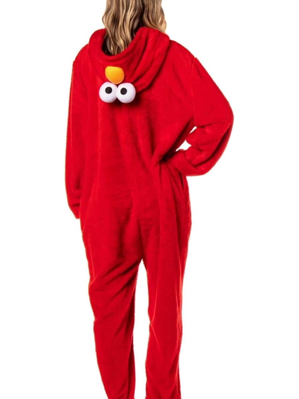 Red Elmo-Inspired Plush Hooded Onesie